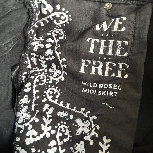 NEW Free People Wild Roses Midi Black Denim Jean Skirt Sz 31 Minimalist Capsule - Picture 5 of 10